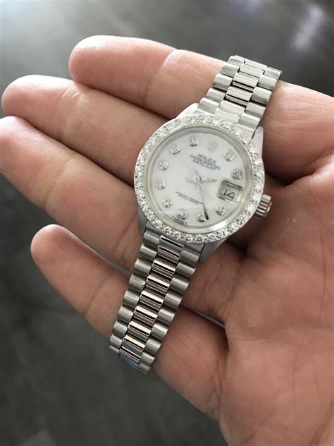 rolex lady president white gold|ladies presidential rolex with diamonds.